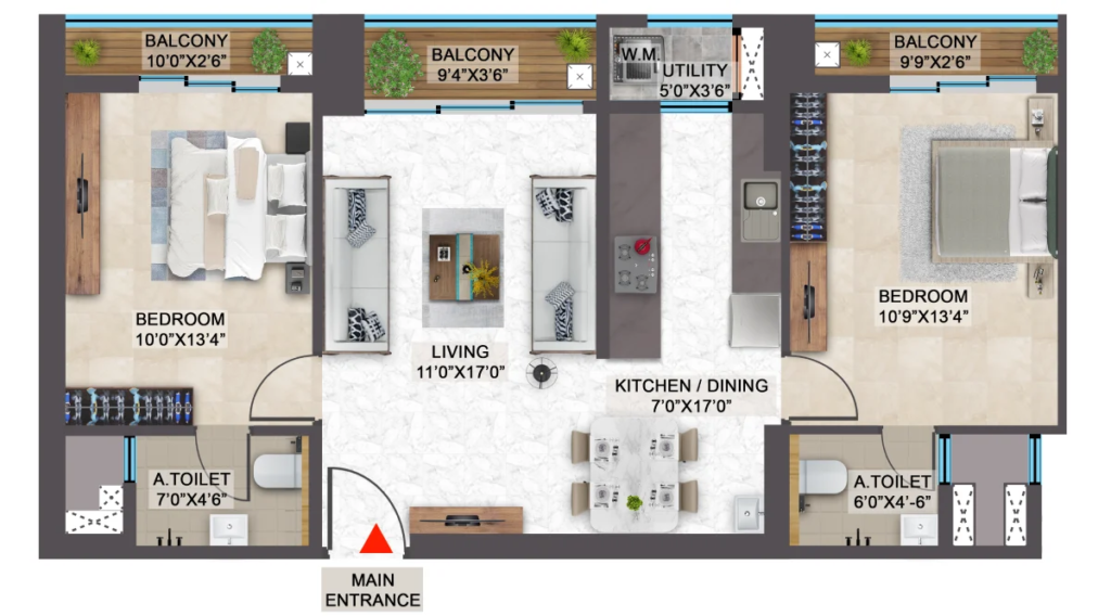 spr city floor plan of 2bhk - 3 bhk apartment
